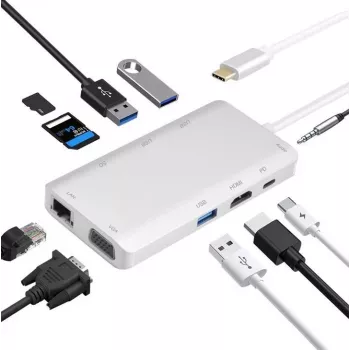 Docking station helos 304265 USB 3.1 Type-C with HDMI, VGA, USB and LAN