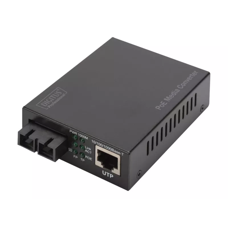 Digitus Gigabit PoE media converter, RJ45 / SC, SM, PSE