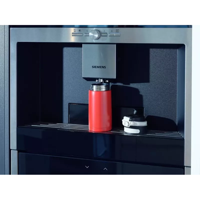 Travel mug Leifheit 03245 stainless steel 350 ml, double-wall, leakproof, flip-top lid, black/red