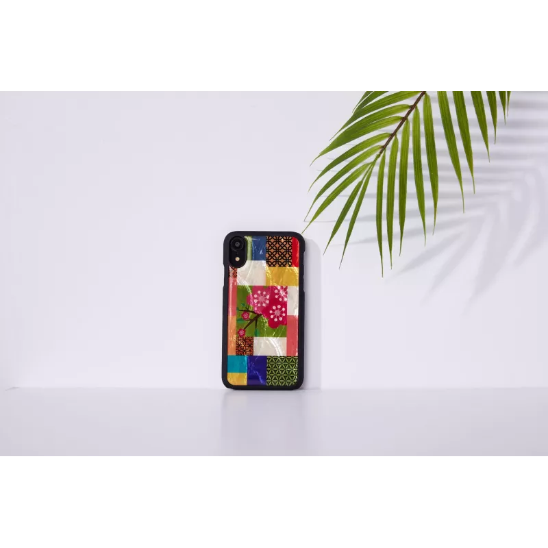 Phone case iKins for iPhone XR — cherry blossom pattern, black