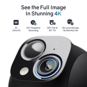 Safemo ST1 SolarCam 4K UHD Video, 8x Zoom,132° View, Night Vision, Wi-FI 2.4 Ghz, 3W solar, White