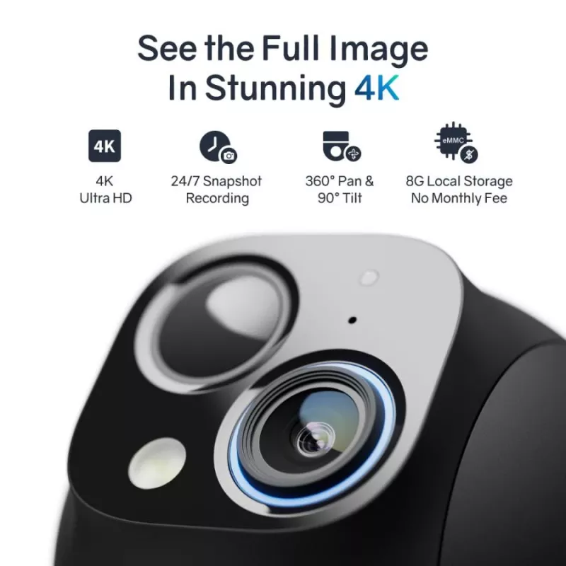 Safemo ST1 SolarCam 4K UHD Video, 8x Zoom,132° View, Night Vision, Wi-FI 2.4 Ghz, 3W solar, White