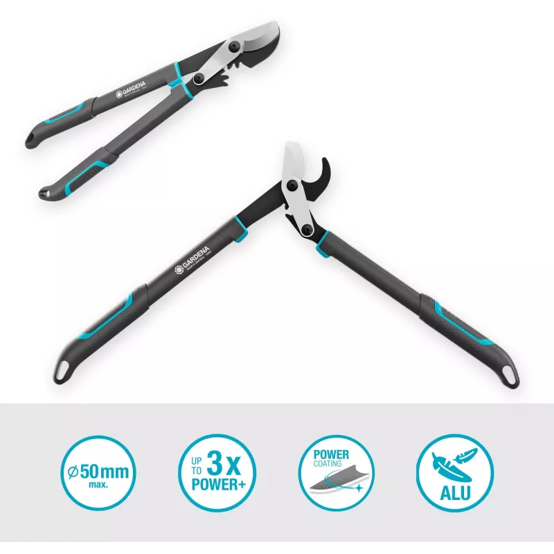 Pruning shears GARDENA EnergyCut Pro S, 60 cm handle, grey/turquoise