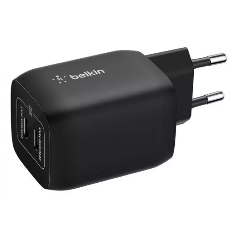 USB-C Dual Charger Belkin ENA007KQBK 65W — Dual USB-C PD Charging for Laptops and Mobile Devices