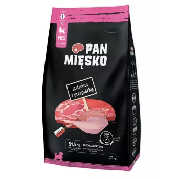 PAN MIĘSKO Veal with Quail (puppy) crunchy L - Dry dog food - 20kg