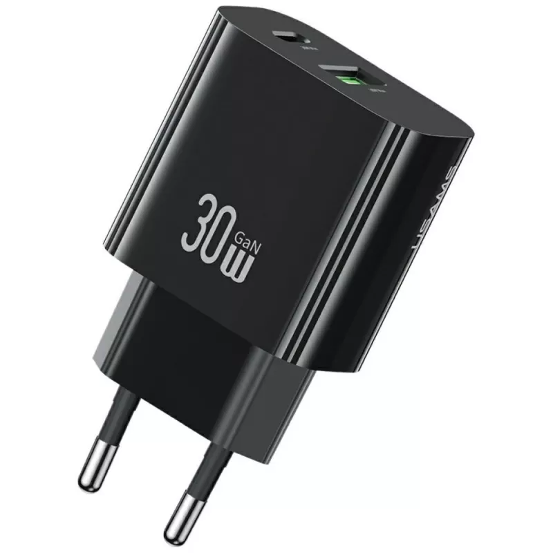 usams Charger USA001631 30W with 1x USB-C and 1x USB-A fast charging