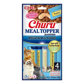 Wet cat treat pouch INABA Churu Meal Topper Tuna with Scallop 4 x 14 g