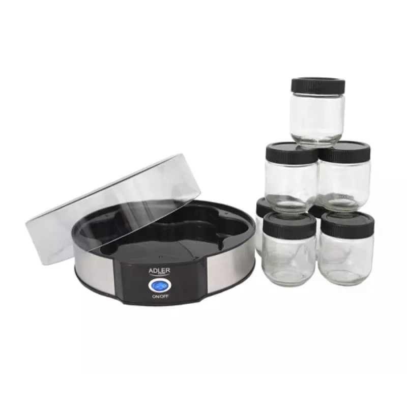 Yogurt maker Adler AD 4476 — 7 pots, 42°C, 20 W, grey/black/transparent