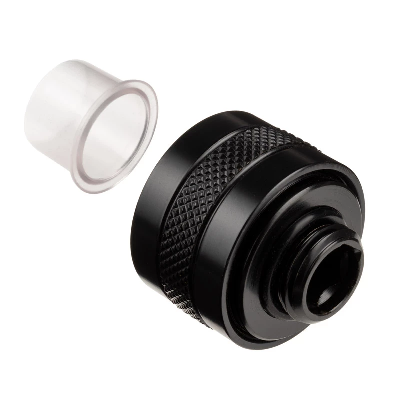Fitting Alphacool 17473 — brass 23 mm height, 26 mm diameter, black
