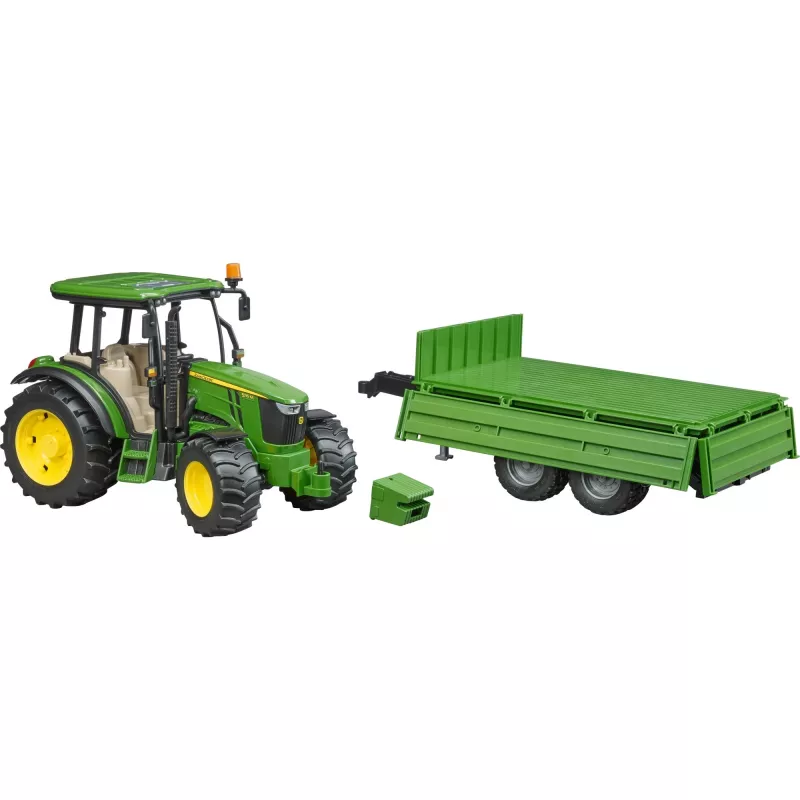 Tractor model BRUDER John Deere 5115 M with tipping trailer