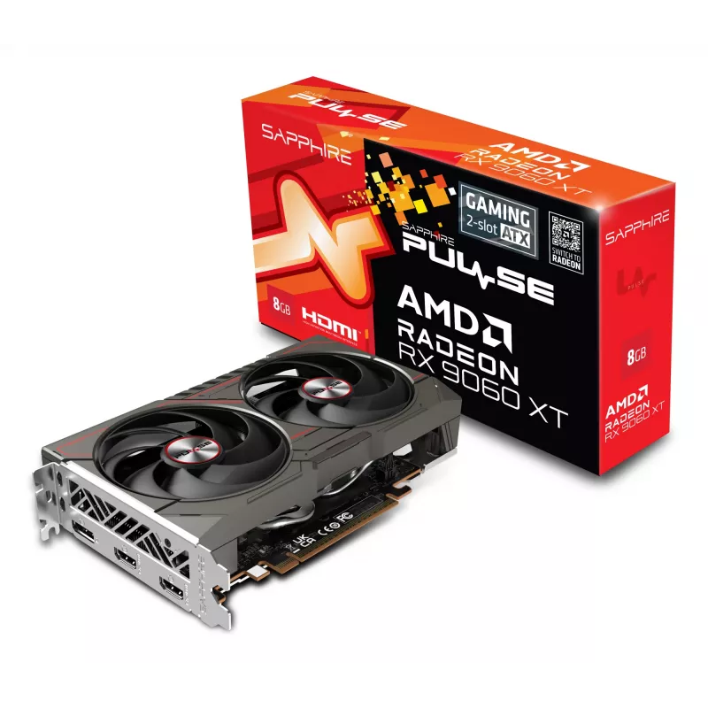 Graphics card Sapphire Radeon RX 9060 XT — 8 GB GDDR6, 128-bit, PCIe x16 5.0, Dual-fan cooling