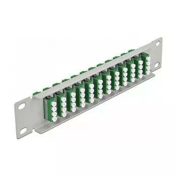 Fiber Optic Patch Panel DeLOCK 10 inch 12 Port LC Quad Green 1U Grey