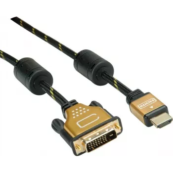 Roline Gold - Video Cable - Dual Link - HDMI / DVI - DVI-D (M) to HDMI (M) - 2 m - Shielded - Black, Gold - 4K Support