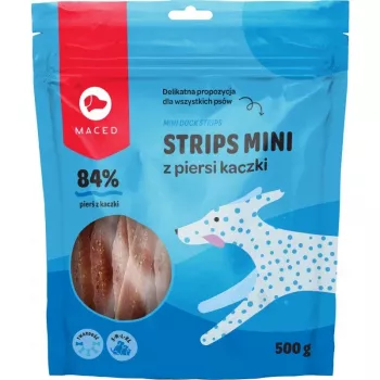 Dog training treats MACED Mini Ducks Strips 500 g — duck meat, small chewy pieces, 45% protein