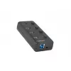 USB hub NATEC MANTIS USB 2.0 Type-B — 4x USB 3.2 Gen 1 Type-A ports, black, 0.8 m cable, AC adapter, power switch