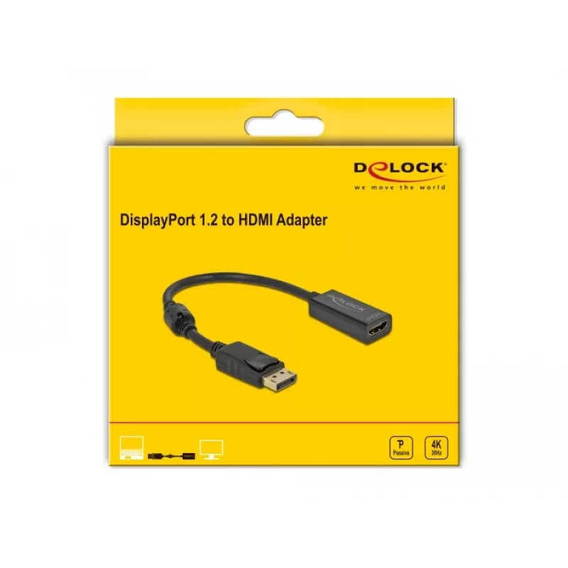 Adapter DisplayPort 1.2 male to HDMI female 4K DeLOCK 63559