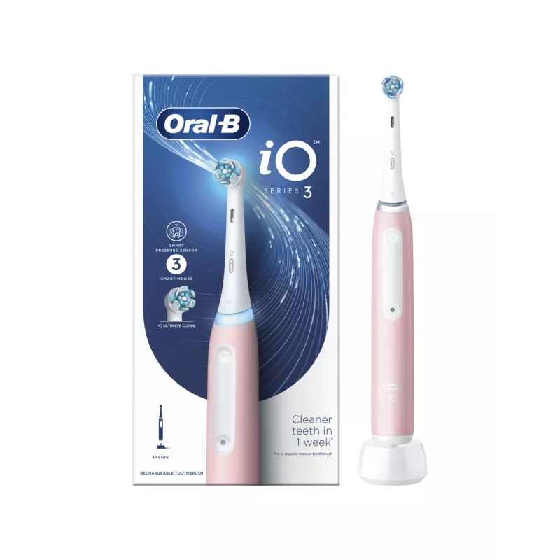 Oral-B Electric Toothbrush iO3 Series Rechargeable For adults Number of brush heads included 1 Blush Pink Number of teeth brushing modes 3