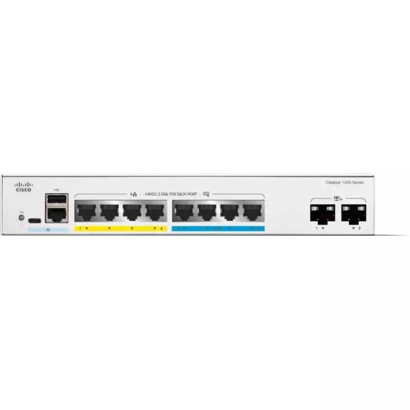 Managed Switch Cisco Catalyst C1300-8MGP-2X L2/L3 Gigabit Ethernet PoE