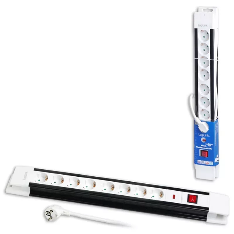 Power Extension LogiLink LPS207 3m 8 AC Outlets Black White