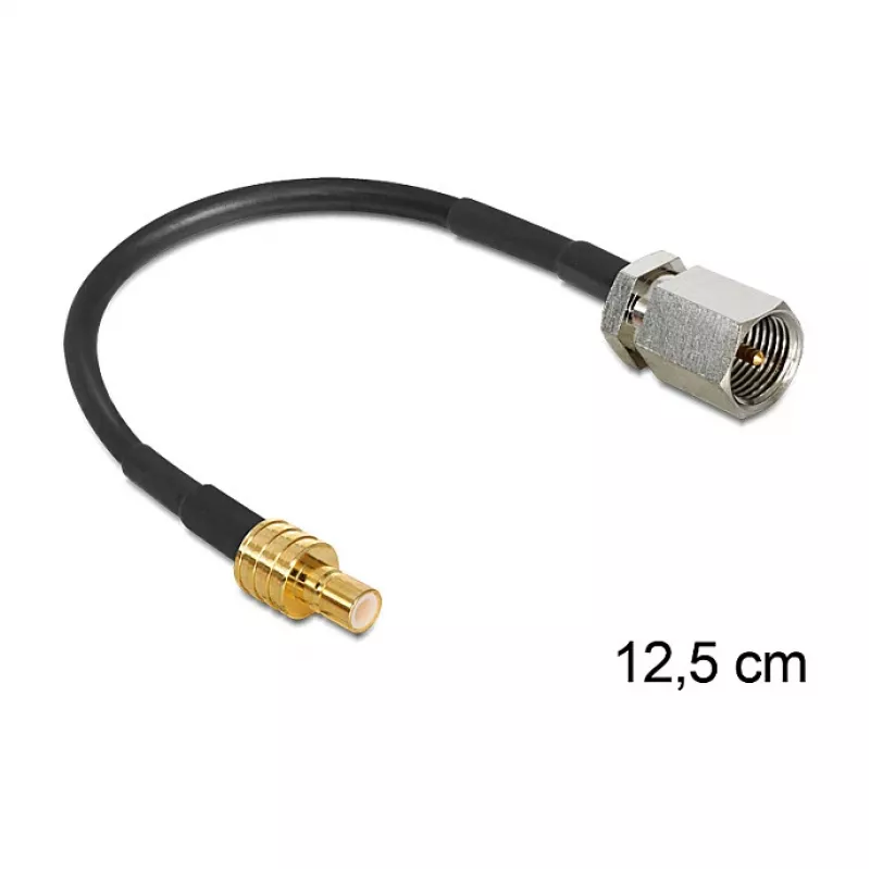 Coaxial Cable DeLOCK 88473 0.125m FME SMB Gold Black