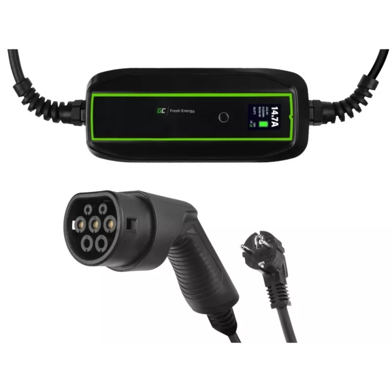 Electric Vehicle Charging Station Green Cell EV16 Black
