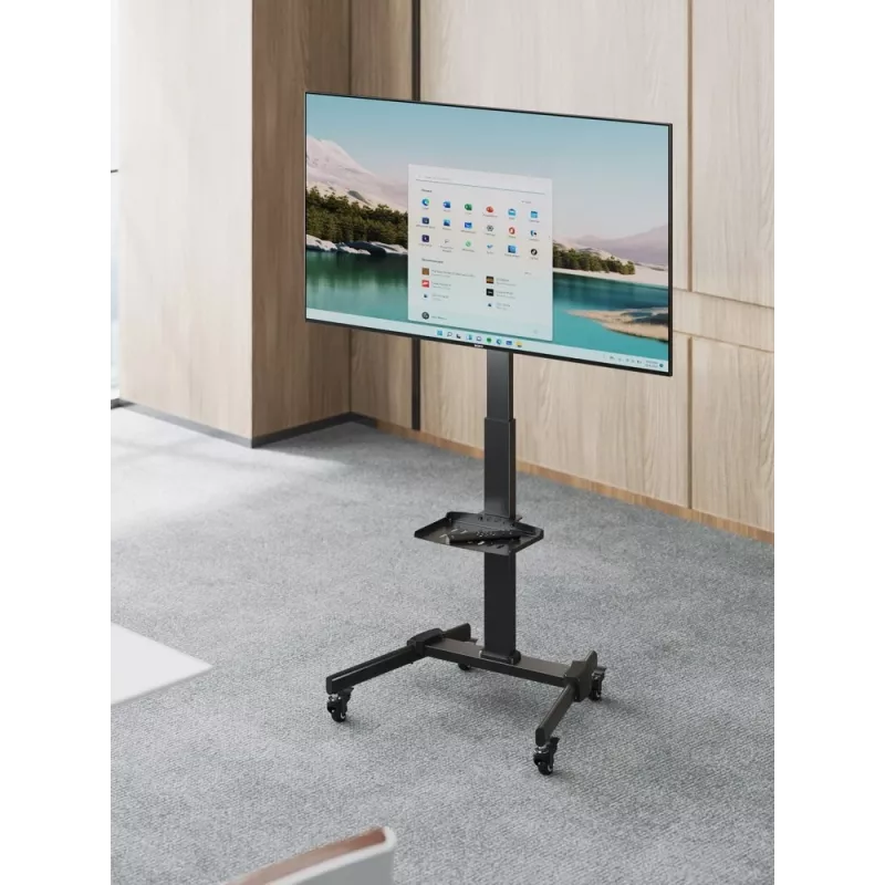 TV stand GEMBIRD TVS-55T-01 for 32–55 inch TVs, steel, height-adjustable VESA 100x100–400x400, tilt, wheels, max load 35 kg