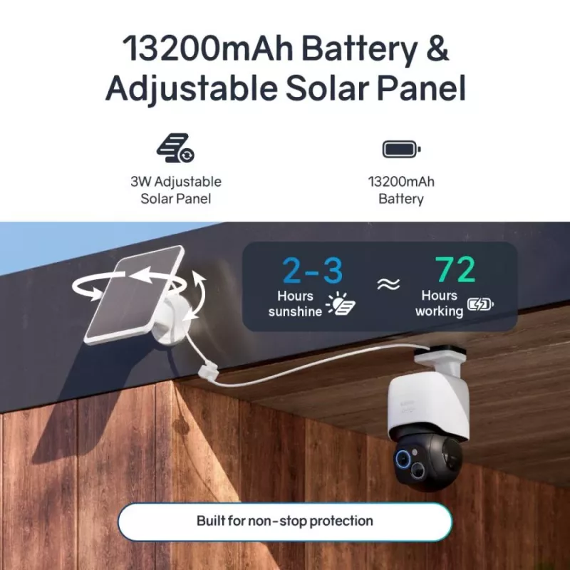Safemo ST1 SolarCam 4K UHD Video, 8x Zoom,132° View, Night Vision, Wi-FI 2.4 Ghz, 3W solar, White
