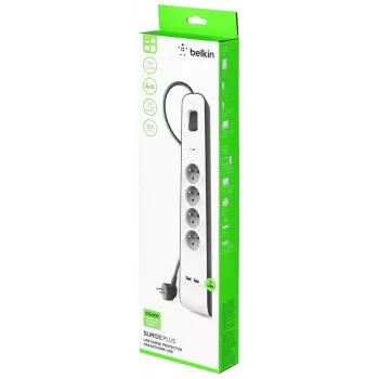 Surge Protector Belkin BSV401CA2M Black White 4 AC Outlets 2m
