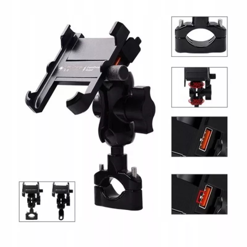 Motorbike Phone Holder Freedconn MC10 + BM2R Head Tube Attachment