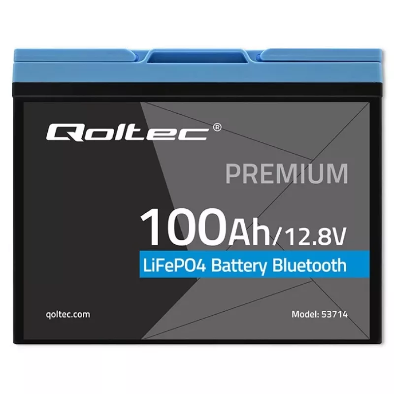 LiFePO4 battery QOLTEC 12.8V 100Ah with Bluetooth — 12.8 V 100 Ah