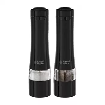 Russell Hobbs 28010-56 Electric Salt Mill Set (High Quality, Automatic, Adjustable Grinding, Light on Base, Black Metal Design) Pepper Mill