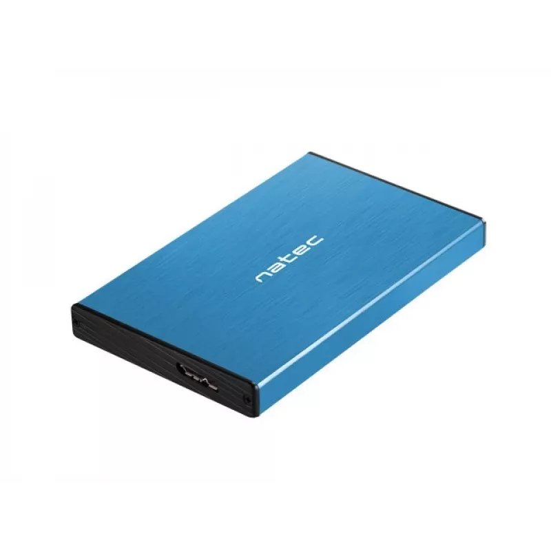 External HDD/SSD enclosure NATEC Rhino GO 2.5 inch — USB 3.0, SATA III, up to 4 TB, 9.5 mm, aluminium, blue