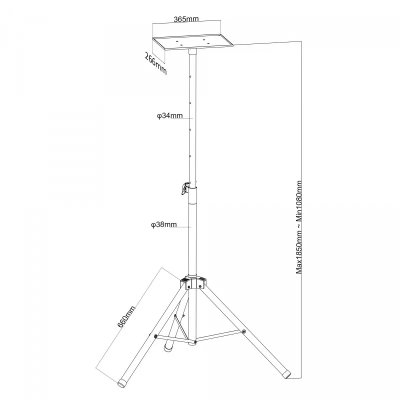 Projector ceiling mount MACLEAN MC-953 — steel, height adjustable 1.2–1.7 m