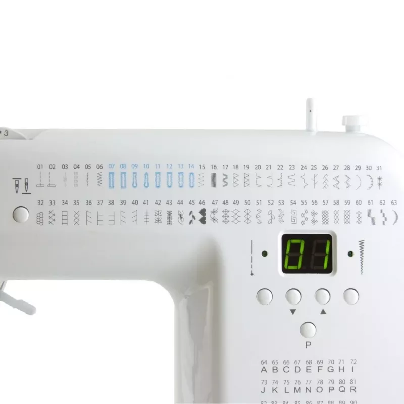 Mechanical household sewing machine lucznik Malwina 2070 — 63 stitch patterns, 7 mm stitch width, 99 programs, automatic buttonhole, free arm