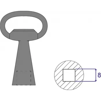 Locking key SCHROFF 4KANT 8MM for cabinet/components, model 60114365