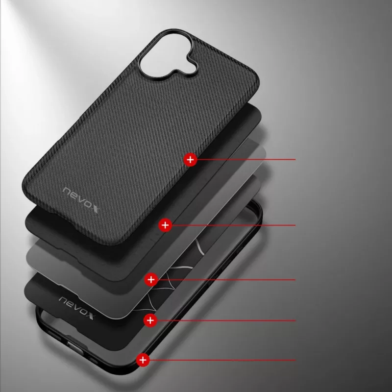 Protective phone case Nevox StyleShell NYLO for iPhone 17, 6.3 inch, black