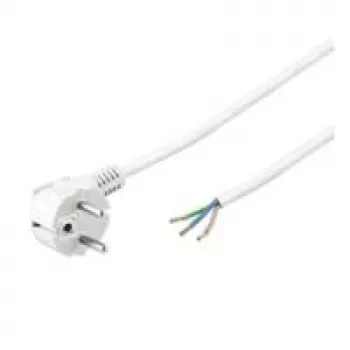 Wentronic Goobay Grounded Power Cable Angled for custom assembly, 1,5 m, White - Type F (Type F, CEE 7/7) > loose cable ends (93977)