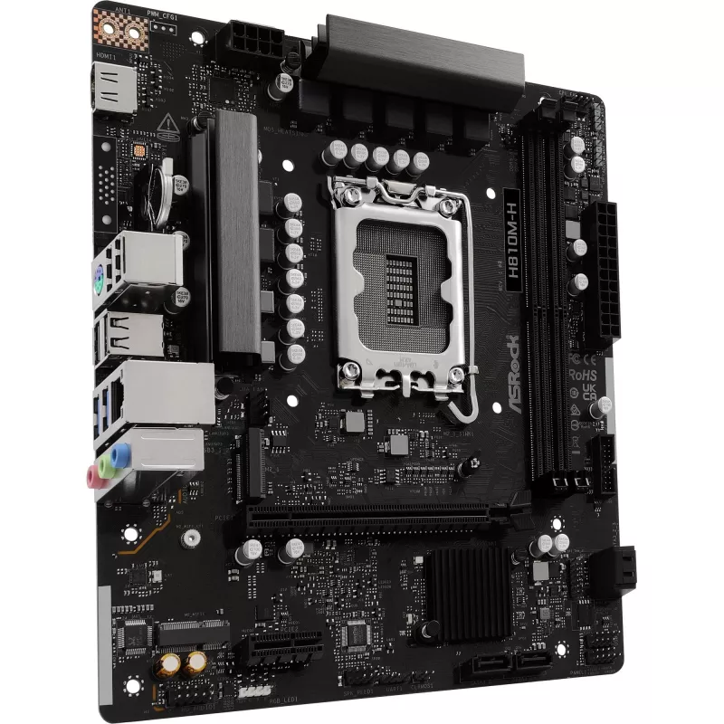 Motherboard ASROCK H810M‑X micro ATX Intel H810 LGA 1851 DDR5 2× DIMM 128GB M.2 2.5GbE HDMI DisplayPort