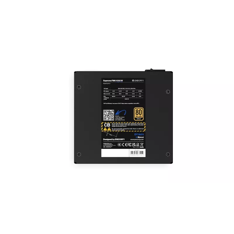 Power Supply Endorfy Supremo FM6 1000W, 80 PLUS Gold, ATX 3.1, Modular, Black