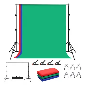 Background support kit Puluz PKT5204 2×2 m with 3 backdrops – studio backdrop stand set
