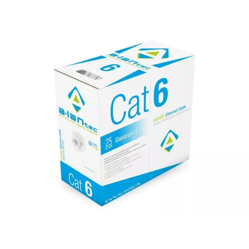 Networking cable Alantec KIU6LSOH305D U/UTP Cat6, 305 m, Grey, 24 AWG