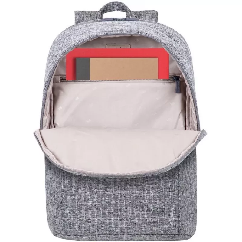 RIVACASE Anvik 15.6 laptop backpack, 15L, gray, waterproof fabric, pockets for 10.5 tablet, smartphone, documents, accessories, bottle