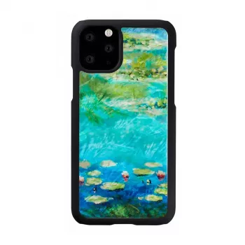 Smartphone case iKins for iPhone 11 Pro — water lilies design, black