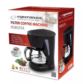 Drip coffee maker ESPERANZA EKC006, 0.6 L water tank, 650 W, black countertop