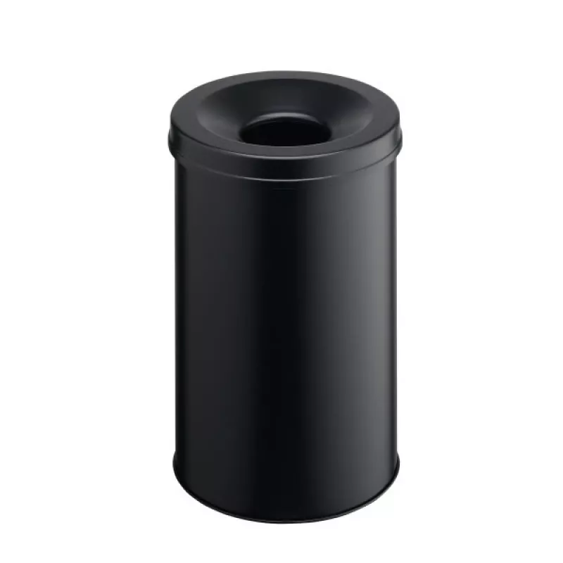 Waste Container Round Steel Black Durable 330601
