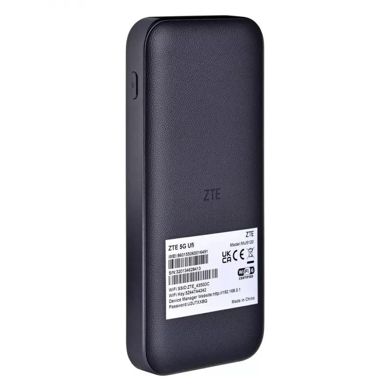 Cellular modem ZTE MU5120 5G — touchscreen, 9800 mAh battery, Qualcomm SDX62, dual-band Wi‑Fi, up to 64 devices