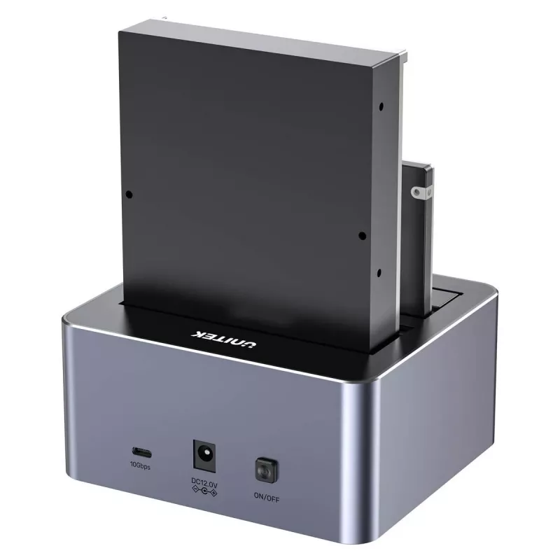 Docking Station Unitek 51642 for 2.5 inch/3.5 inch SATA drives, USB-C 10Gbps, 2-bay, aluminium
