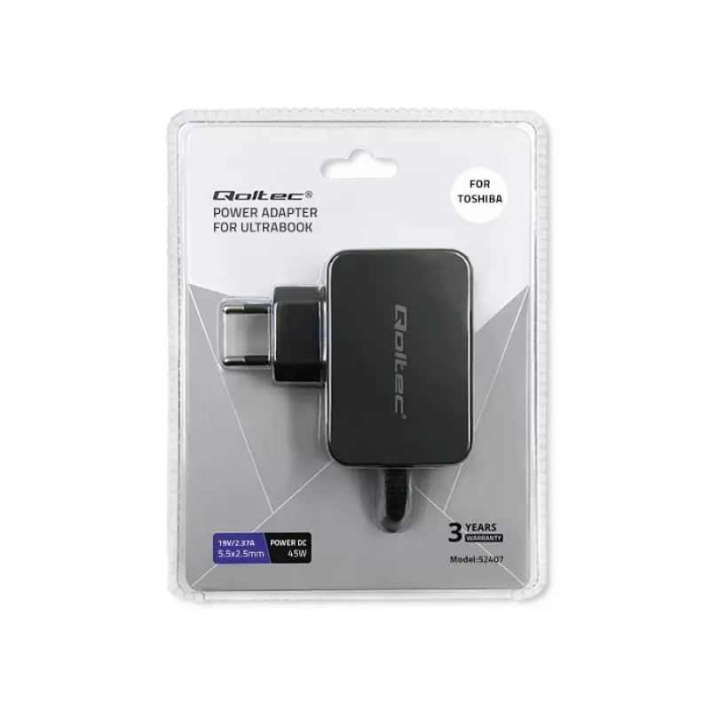 Charger QOLTEC 52407 for Toshiba Ultrabook 45W 19V 2.37A power adapter