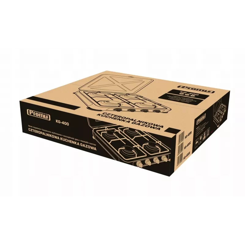 Gas Hob PROMIS KG400C, 4 zones, rotary front controls, LPG, metal top, countertop