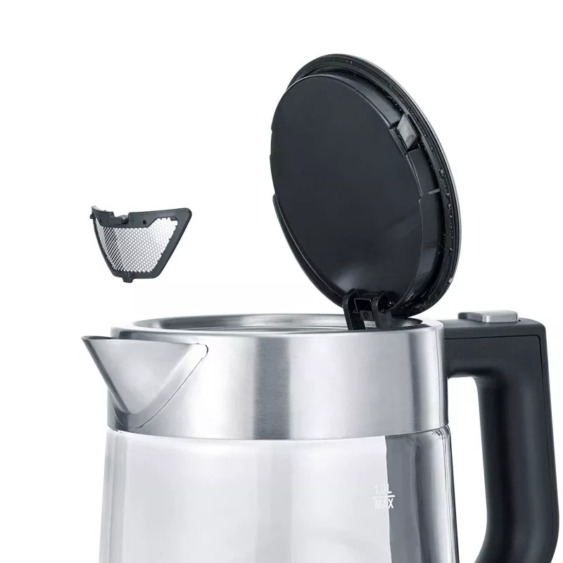 Severin WK 3468 electric kettle 1 L 2200 W Black, Stainless steel, Transparent